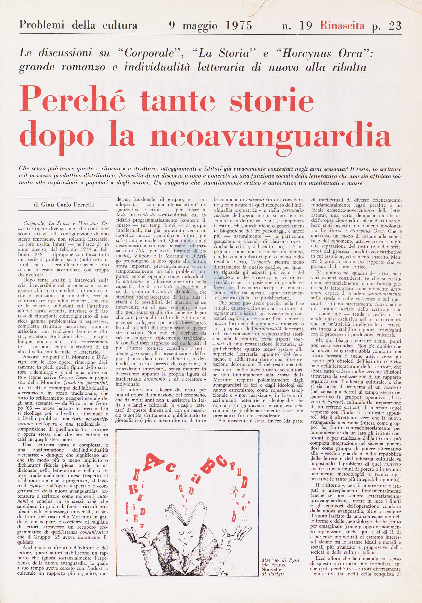Articolo critico di Gian Carlo Ferretti sul romanzo La Storia di Elsa Morante pagina 1 di 2