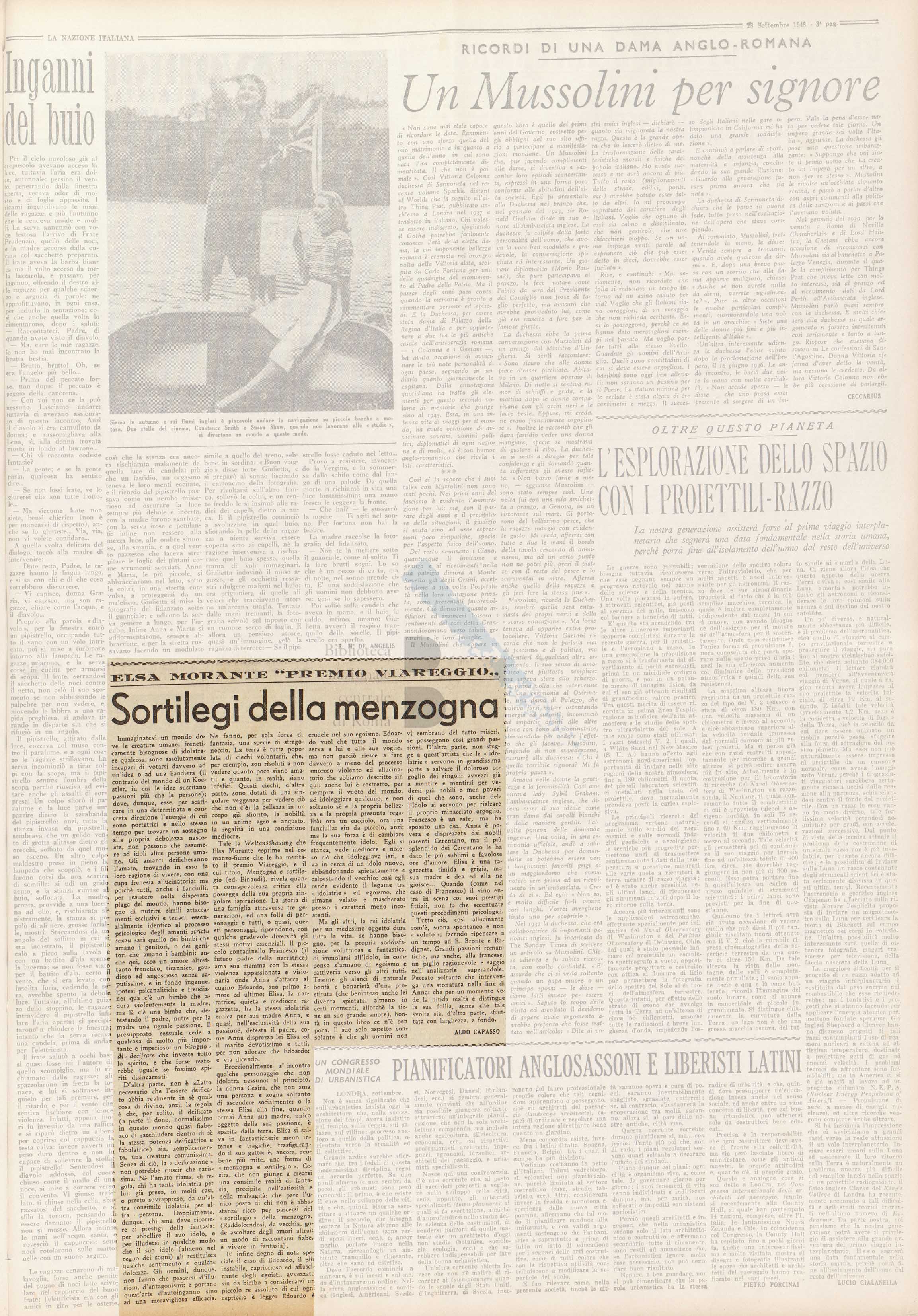 Articolo critico di Aldo Capasso sul romanzo Menzogna e sortilegio di Elsa Morante