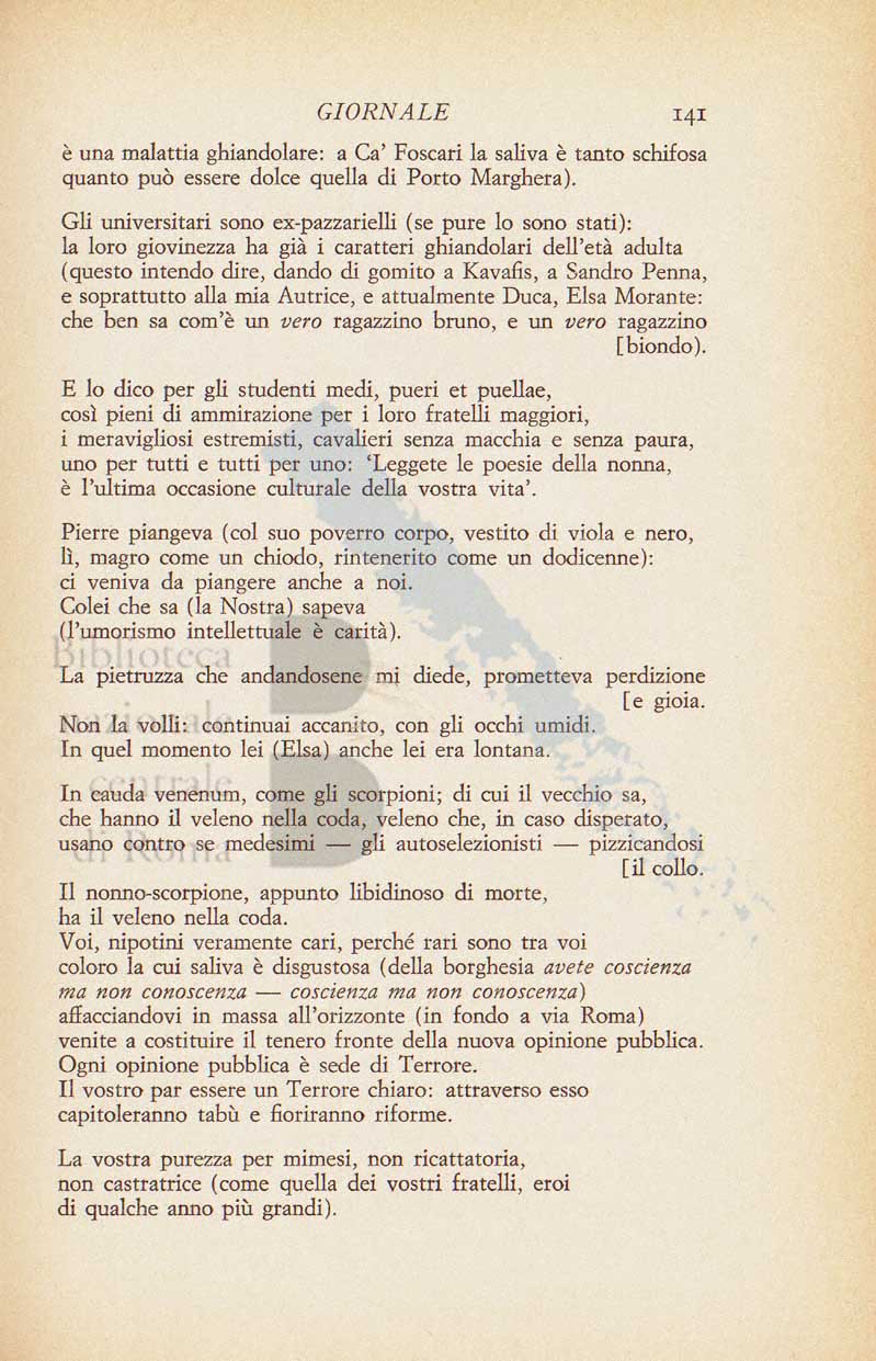 Articolo critico di Pier Paolo Pasolini su Il mondo salvato dai ragazzini di Elsa Morante